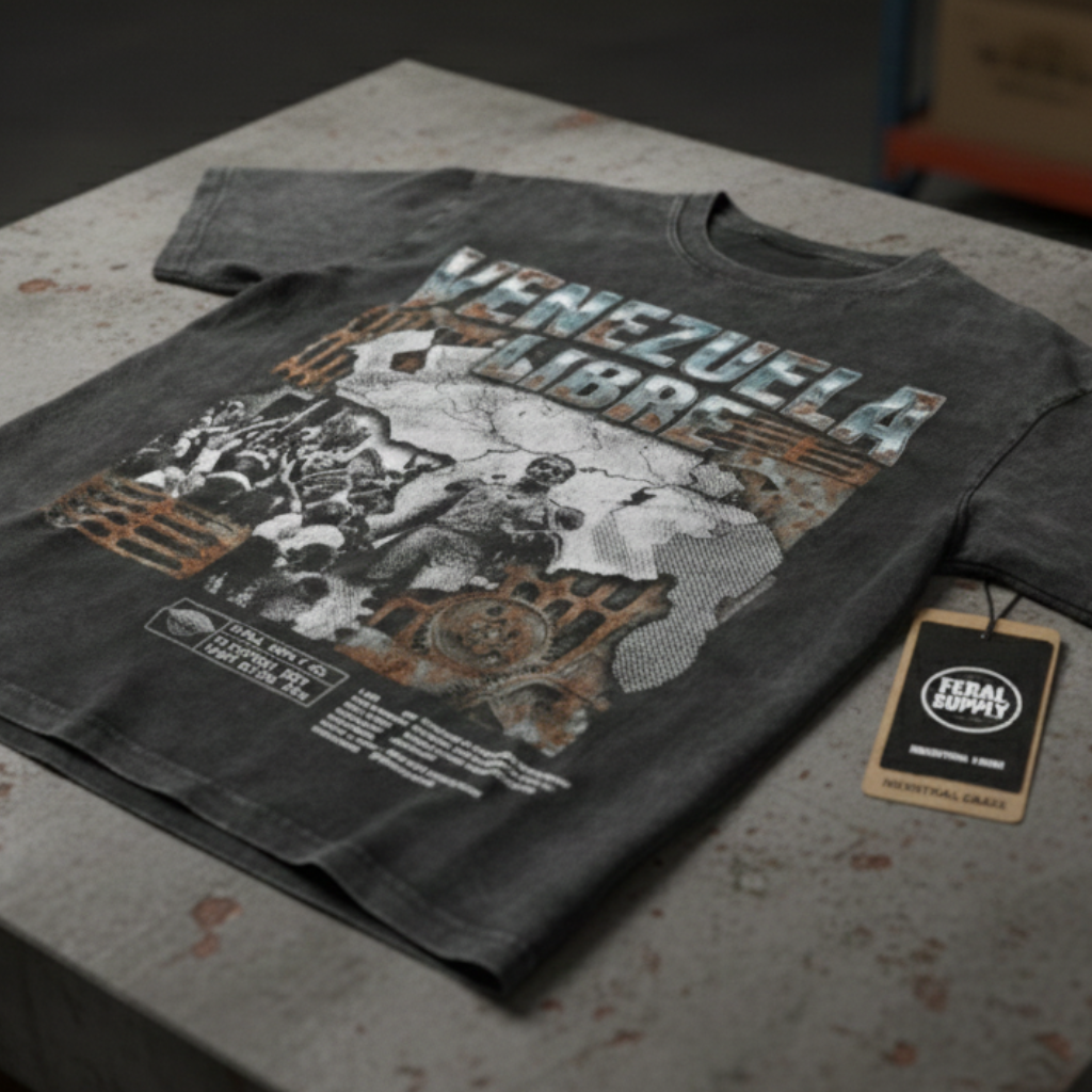 FERAL-002 // VENEZUELA LIBRE - Heavyweight Garment-Dyed Tee.